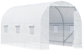 Outsunny szklarnia foliowa przestronna 445x200x200cm biała stabilna konstrukcja do uprawy roślin | Aosom PL