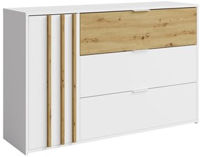 Komoda z 3 szufladami i 1 szafką - Naturalny i biały - TUNALO