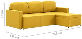 Rozkładana sofa modułowa żółta tkanina - Odi 4Q