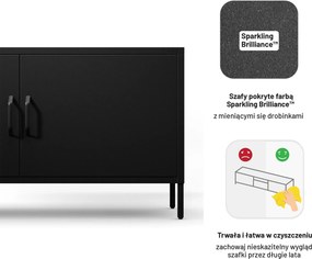 Metalowa szafka RTV dwudrzwiowa Modern Rosa, czarna