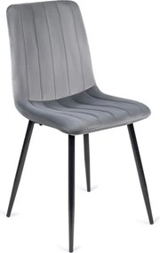 Krzesło Tapicerowane do Jadalni IBIS Szare Welurowe Nowoczesne Loft