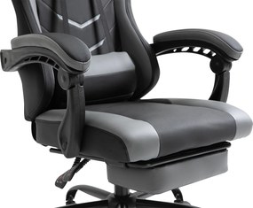 Vinsetto Ergonomiczne krzesło gamingowe z podnóżkiem krzesło biurowe do biurka czarne | Aosom PL