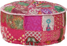 Okrągła różowa pufa patchwork T4-L56