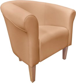 Fotel Milo tkanina Eko-skóra elegancki fotel do salonu i gabinetu : Kolor nogi - Drewno, Kolor tkaniny - EKO-SKÓRA - 14D, Wysokość nogi - 20 cm
