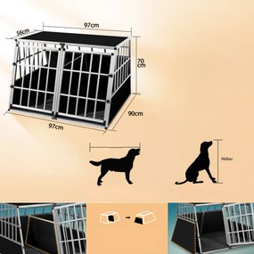 Transporter dla psa BRUNO, 97x90x70cm, srebrna/czarna Cadoca