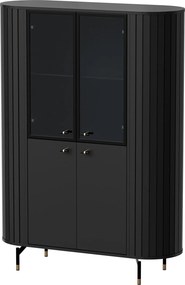Masseno Witryna THIRA 155 x 112,3 cm do Salonu stojąca Czarna