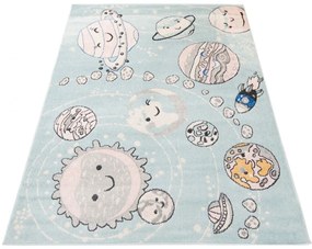 Turkusowy dywan z planetami do pokoju dziecięcego A6-N06