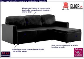 Rozkładana sofa modułowa czarna - Odi 4Q