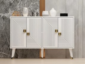 Komoda – 120 x 30 x 80 cm – Biało-złota – Płyta wiórowa