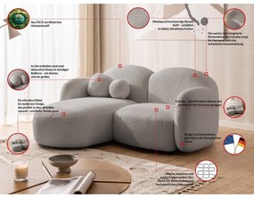 Szary narożnik z materiału bouclé (lewostronny/z szezlongiem) Orbit – Ropez