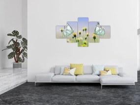 Obraz motyli na kwiatku (125x70 cm)