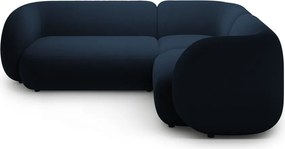 Niebieski aksamitny narożnik (prawostronny/w kształcie litery L) Kate – Micadoni