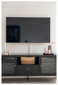 Czarna metalowa szafka pod TV 150x60x35 cm Dalby – House Nordic