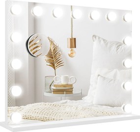HOMCOM Kosmetyczne Lustro LED, 3 Tryby Światła, Ściemnialne, Sterowanie Dotykowe, USB, 58x48cm, Biały