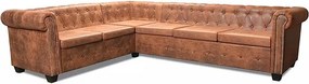 Brązowy 6-osobowy narożnik w stylu chesterfield C6-W65