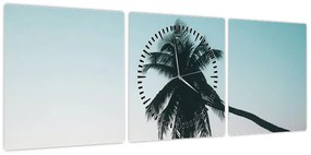 Obraz - Palma na Bali (z zegarem) (90x30 cm)
