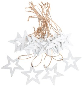 Zestaw drewnianych ozdób świątecznych Star white,18 szt.