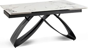 Stół Rozkładany Prostokątny LUIGI 160-240 cm Ceramiczny Biały Marmur/Czarny do Jadalni Loft