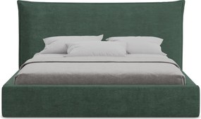 Zielone tapicerowane łóżko dwuosobowe ze schowkiem ze stelażem 180x200 cm Esala – Makamii