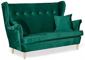 Sofa 2 os Uszak butelkowa zieleń WATERPROOF welur
