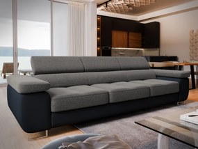 Masseno Sofa MOSINE z funkcją spania, Rozkładana sofa z regulowanymi zagłówkami - Jasnoszary, SAWANA 21 + MADRYT 9100