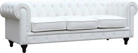 Sofa Chesterfield "Aliza" nierozkładana - 208 x 82 x 70 cm - 3 miejsca - Biała