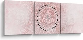 Obraz - Różowa mandala (z zegarem) (90x30 cm)
