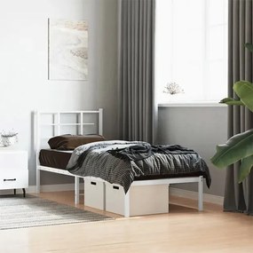 Białe metalowe łóżko w stylu loftowym 100x200 cm - Laxo