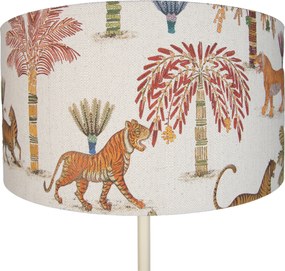 Lampa podłogowa Japandi beżowa z wielokolorowym abażurem w zwierzęcy wzór 50 cm - Simplo
