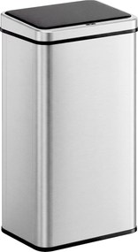 HOMCOM Kosz na śmieci z czujnikiem 50L Stal nierdzewna Automatyczny kosz z miękkim zamykaniem pokrywy Czujnik ruchu 35,5 x 26 x 67 cm Srebrny | Aosom PL