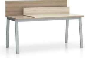 Biurko SINGLE LAYERS, blat przesuwny, z przegrodami, dąb naturalny/dąb bejcowany
