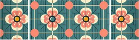 Obraz - Retro wzór z kwiatami (170x50 cm)