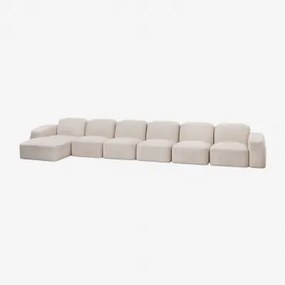 Bastian 6-częściowa Sofa Modułowa Lewostronna Szenila Gruba Biała - Sklum