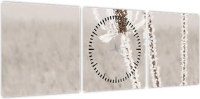 Obraz - Oset w zimie (z zegarem) (90x30 cm)