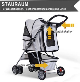 Outsunny Wózek dla Psa Kota Składany Srebrny Lekki do 15kg | Aosom PL