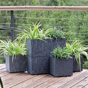 Donica Sierra Square Beton Effect 29 x 29 x 29 cm marengo PROSPERPLAST