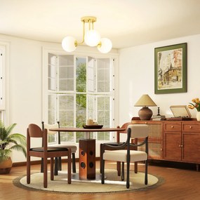 HOMCOM Plafon z kulistymi kloszami i oprawkami G9, bez źródeł światła, złoty | Aosom PL