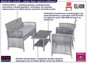 Jasnoszary 4 elementowy komplet ogrodowy na taras - Iksor