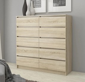 Komoda AKORD K120 Dąb Sonoma 120 cm 10 szuflad kolor Dąb Sonoma mat 120x40x121 cm