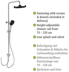Zestaw prysznicowy ze stali nierdzewnej w kolorze błyszczącego srebra 120 cm Soft Water – Wenko