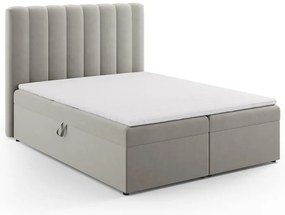 Szare łóżko boxspring ze schowkiem 160x200 cm Gina – Milo Casa