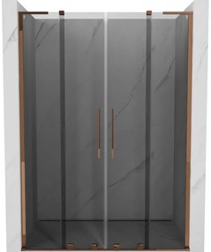 Mexen Velar L Duo drzwi prysznicowe rozsuwane 140 cm, grafit, różowe złoto - 871-140-003-42-60