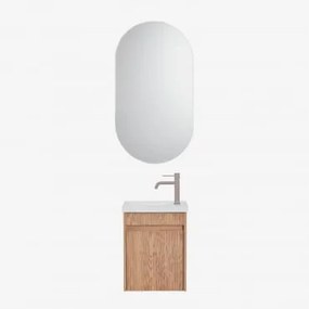 Zestaw Wiszących Mebli Łazienkowych Zintegrowany Z Umywalką Narek Popielaty Brąz & Owalny Z Miejscem Do Przechowywania Czarny 50x90 - Sklum