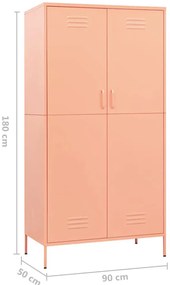 Różowa stalowa szafa gospodarcza na nóżkach N3-K53