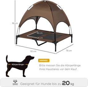 PawHut Lozko Dla Psa Z Baldachimem Podwyzszone Legowisko Oddychajacy Material Tafta 92x76x90cm | Aosom PL