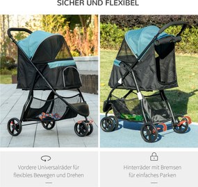 Outsunny Wózek dla Psa i Kota 2w1 Składany Ciemnozielony | Aosom PL