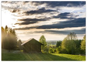 Obraz na szkle - domek leśny (70x50 cm)