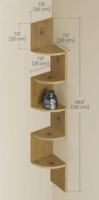 Półka wisząca narożna dąb artisan - Tocador 3X