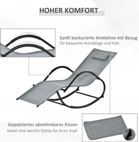 Outsunny Fotel Bujany Ogrodowy Siatka Metal Szary 61x160x79cm Komfortowy i Stylowy | Aosom PL