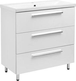 Biały Zestaw do Łazienki Stojący 80cm Szafka z Umywalką Bryza